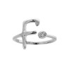 ANELLO LETTERA INIZIALE IN CORSIVO CON PUNTO LUCE ZIRCONE BIANCO IN ARGENTO 925 GALVANICA RODIO
