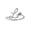 ANELLO LETTERA INIZIALE IN CORSIVO CON PUNTO LUCE ZIRCONE BIANCO IN ARGENTO 925 GALVANICA RODIO