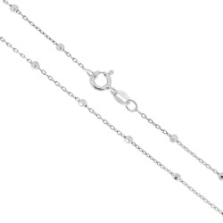CATENA FORZATINA 035 SEZIONE MM 1.2 ALTERNATA A PALLINE DIAMANTATE MM 2.5 LUNGHEZZA CM 60 IN ARGENTO 925 GALVANICA RODIO