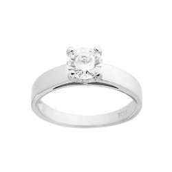 ANELLO SOLITARIO 4 GRIFFE CON ZIRCONE BIANCO MM 6 IN ARGENTO 925 GALVANICA RODIO