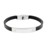 BRACCIALE UOMO IN PVC CAUCCIU NERO CON TARGA CON PUNTI COLORE ORO IN ACCIAIO