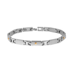 BRACCIALE UOMO MAGLIA IMPERNIATA CON PUNTI ORO IN ACCIAIO