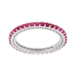 ANELLO ETERNITY VERETTA A GIRO CON CUBIC ZIRCONIA ROSSO RUBINO MM 2 IN ARGENTO 925 GALVANICA RODIO