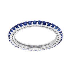 ANELLO ETERNITY VERETTA A GIRO CON CUBIC ZIRCONIA BLU ZAFFIRO MM 2 IN ARGENTO 925 GALVANICA RODIO