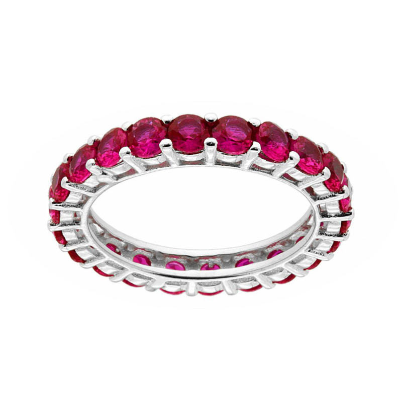 ANELLO ETERNITY VERETTA A GIRO CON CUBIC ZIRCONIA ROSSO RUBINO MM 3 IN ARGENTO 925 GALVANICA RODIO