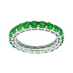 ANELLO ETERNITY VERETTA A GIRO CON CUBIC ZIRCONIA VERDE SMERALDO MM 3 IN ARGENTO 925 GALVANICA RODIO