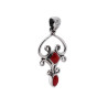 CIONDOLO ETNICO FIORITO CON PIETRE CORALLO IN ARGENTO 925