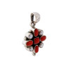 CIONDOLO ETNICO FIORE CON PERLE E PIETRE CORALLO IN ARGENTO 925