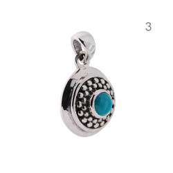 CIONDOLO ETNICO TONDO SOLE CON PIETRE NATURALI IN ARGENTO 925