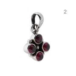 CIONDOLO ETNICO QUADRIFOGLIO CON PIETRE NATURALI IN ARGENTO 925