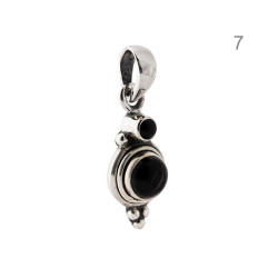 CIONDOLO ETNICO TONDO CON PIETRE NATURALI IN ARGENTO 925