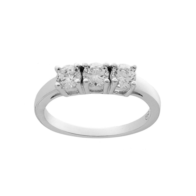 ANELLO TRILOGY CON ZIRCONI BIANCHI MM 4 IN ARGENTO 925 RODIATO