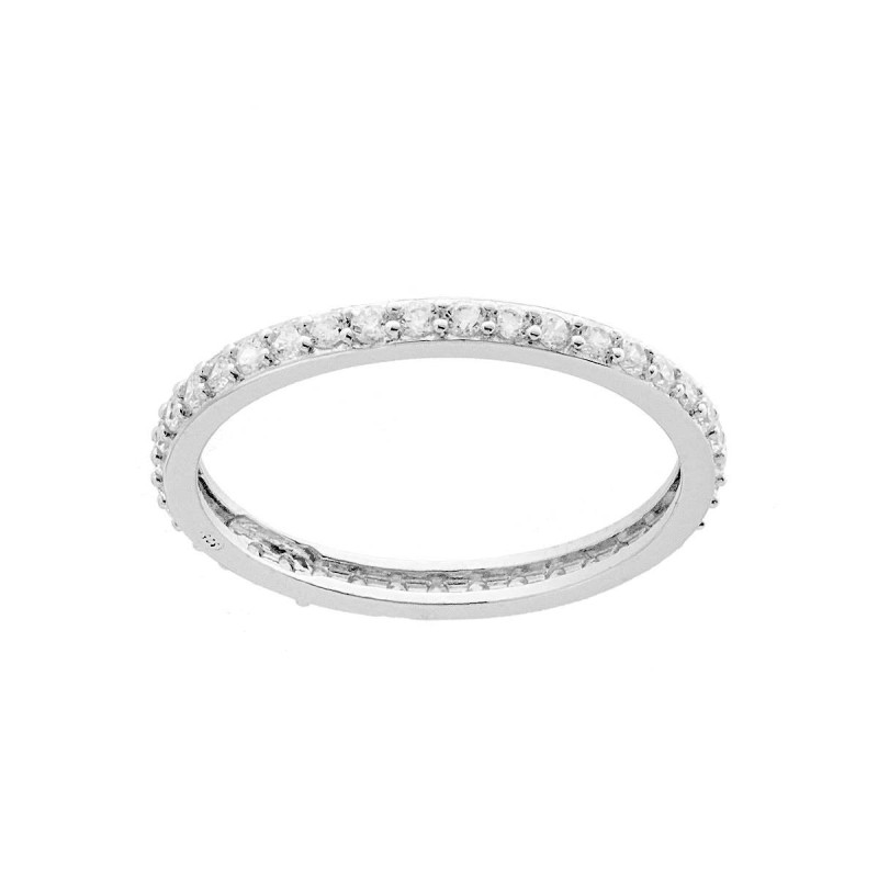 ANELLO ETERNITY VERETTA CON ZIRCONI BIANCHI MM 2 IN ARGENTO 925 GALVANICA RODIO