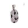 CIONDOLO OVALE CON CUORI MADREPERLA ROSA BIANCO E MULTICOLOR E SMALTO NERO IN ARGENTO 925