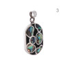 CIONDOLO OVALE CON CUORI MADREPERLA ROSA BIANCO E MULTICOLOR E SMALTO NERO IN ARGENTO 925