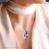 CIONDOLO OVALE CON CUORI MADREPERLA ROSA BIANCO E MULTICOLOR E SMALTO NERO IN ARGENTO 925