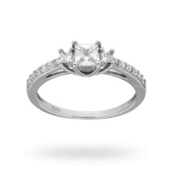 ANELLO TRILOGY CON ZIRCONI QUADRATI BIANCHI MM 2 E 4 IN ARGENTO 925 RODIATO