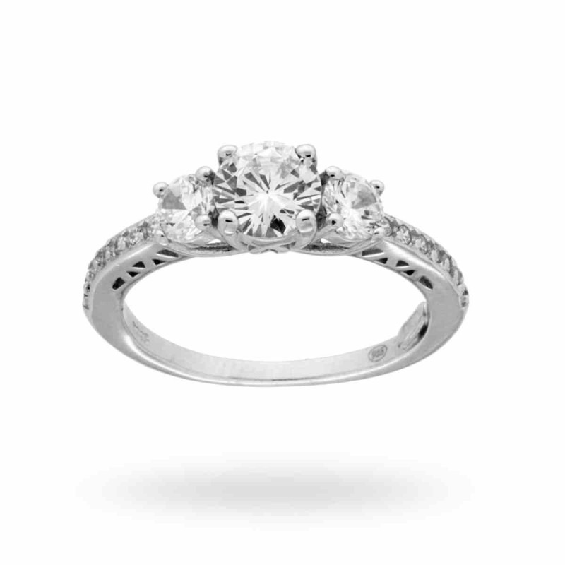 ANELLO TRILOGY CON ZIRCONI BIANCHI MM 4 E 6 IN ARGENTO 925 RODIATO