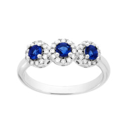 ANELLO TRILOGY CON ZIRCONI BLU ZAFFIRO E BIANCHI IN ARGENTO 925 GALVANICA RODIO