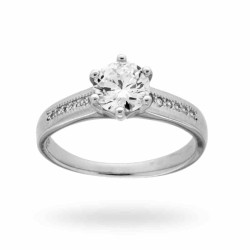 ANELLO SOLITARIO A GRIFFE CON ZIRCONE BIANCO MM 6 IN ARGENTO 925 RODIATO