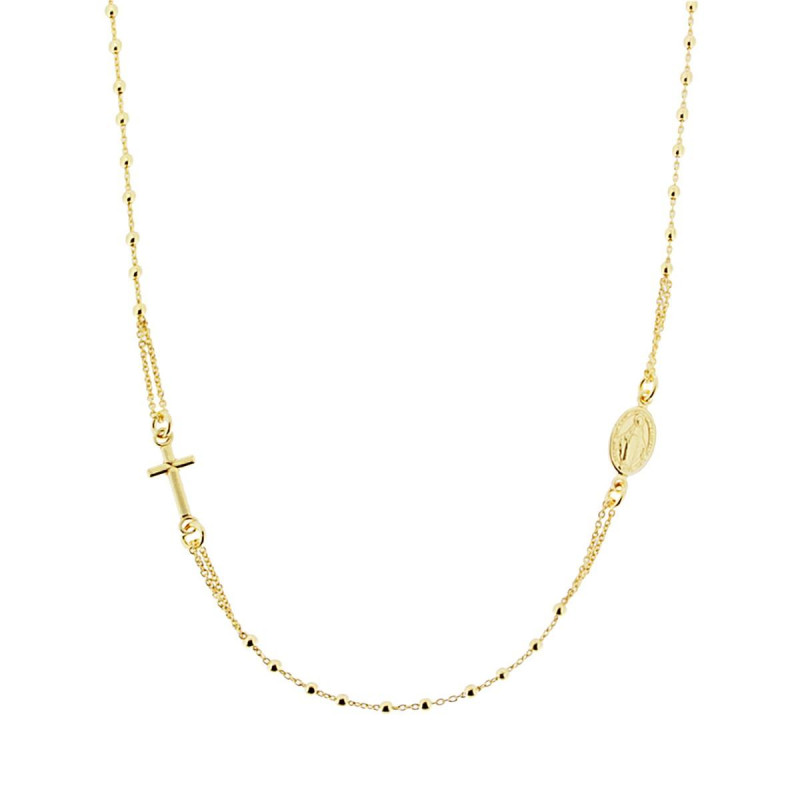 COLLANA ROSARIO MODELLO GIROCOLLO CM 48 CON GRANI A PALLINA LISCIA MM 2 IN ARGENTO 925 GALVANICA ORO