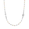 COLLANA ROSARIO MODELLO GIROCOLLO CM 50 CON GRANI A PALLINA DIAMANTATA TRE COLORI RODIO ORO ROSA MM 3 IN ARGENTO 925 GALVANICA R