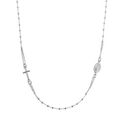 COLLANA ROSARIO MODELLO GIROCOLLO CM 48 CON GRANI A PALLINA LISCIA MM 2 IN ARGENTO 925 GALVANICA RODIO