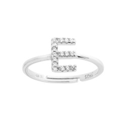 ANELLO LETTERA A PER NOME INIZIALE CON ZIRCONI BIANCHI IN ARGENTO 925 GALVANICA RODIO