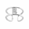ANELLO FASCIONE A DOPPIA GAMBO CON LETTERA INIZIALE CON ZIRCONI BIANCHI IN ARGENTO 925 GALVANICA RODIO