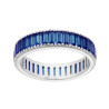 ANELLO ETERNITY CON CON CUBIC ZIRCONIA BLU ZAFFIRO TAGLIO BAGUETTE IN ARGENTO 925 GALVANICA RODIO