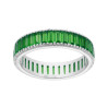 ANELLO ETERNITY CON CUBIC ZIRCONIA VERDE SMERALDO TAGLIO BAGUETTE IN ARGENTO 925 GALVANICA RODIO