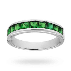 ANELLO VERETTA CON ZIRCONI VERDE SMERALDO MM 2.5 IN ARGENTO 925 GALVANICA RODIO