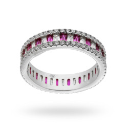 ANELLO ETERNITY BAGUETTE CON ZIRCONI RUBINO IN ARGENTO 925 RODIATO