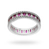 ANELLO ETERNITY BAGUETTE CON ZIRCONI RUBINO IN ARGENTO 925 RODIATO