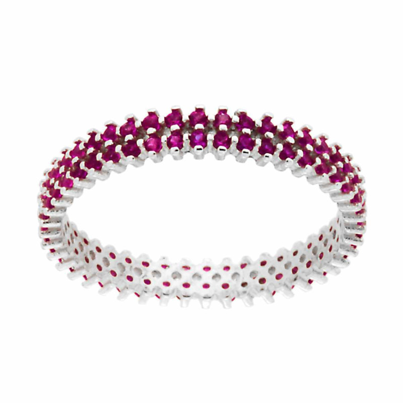 ANELLO ETERNITY VERETTA CON CUBIC ZIRCONIA ROSSO RUBINO IN ARGENTO 925 GALVANICA RODIO