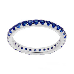 ANELLO ETERNITY VERETTA CON CUBIC ZIRCONIA BLU ZAFFIRO MM 2 IN ARGENTO 925 GALVANICA RODIO