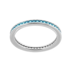 ANELLO ETERNITY VERETTA CON CUBIC ZIRCONIA ACQUAMARINA IN ARGENTO 925 GALVANICA RODIO