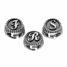 ANELLO CHEVALIER ROTONDO PALLINATO CON LETTERA INIZIALE IN RILIEVO IN ARGENTO 925 BRUNITO
