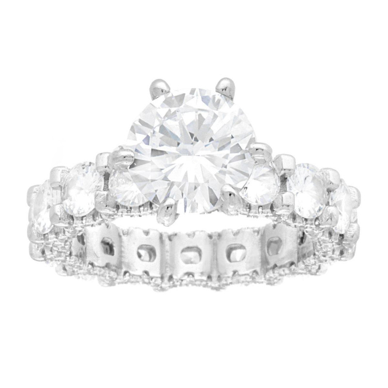 ANELLO SOLITARIO CON CUBIC ZIRCONIA BIANCO MODELLO ETERNITY IN ARGENTO 925 GALVANICA RODIO