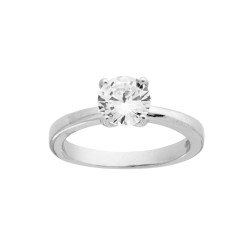 ANELLO SOLITARIO CON ZIRCONE BIANCO MM 7 IN ARGENTO 925 RODIATO
