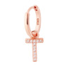 ORECCHINO CERCHIO CON LETTERA E ZIRCONI BIANCHI IN ARGENTO 925 GALVANICA ROSA