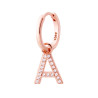 ORECCHINO CERCHIO CON LETTERA E ZIRCONI BIANCHI IN ARGENTO 925 GALVANICA ROSA