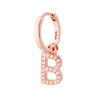 ORECCHINO CERCHIO CON LETTERA E ZIRCONI BIANCHI IN ARGENTO 925 GALVANICA ROSA