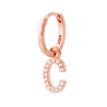 ORECCHINO CERCHIO CON LETTERA E ZIRCONI BIANCHI IN ARGENTO 925 GALVANICA ROSA