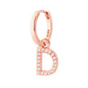 ORECCHINO CERCHIO CON LETTERA E ZIRCONI BIANCHI IN ARGENTO 925 GALVANICA ROSA