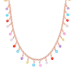 COLLANA CATENA GRUMETTA CON CRYSTAL MULTICOLOR PENDENTI IN ARGENTO 925 GALVANICA ROSA