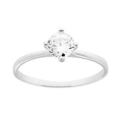 ANELLO SOLITARIO A GRIFFE CON ZIRCONE BIANCO MM 5 IN ARGENTO 925 GALVANICA RODIO