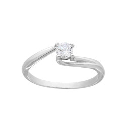 ANELLO SOLITARIO A GRIFFE CON ZIRCONE BIANCO MM 4 IN ARGENTO 925 GALVANICA RODIO