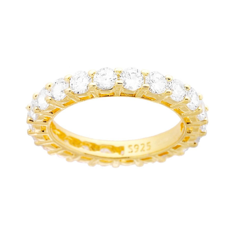 ANELLO ETERNITY VERETTA A GIRO CON ZIRCONI BIANCHI MM 3 IN ARGENTO 925 GALVANICA ORO