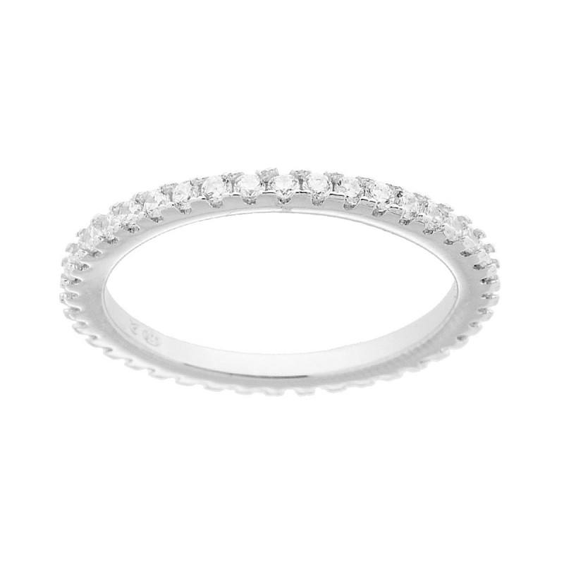 ANELLO ETERNITY VERETTA A GIRO CON CUBIC ZIRCONIA BIANCHI IN ARGENTO 925 GALVANICA RODIO